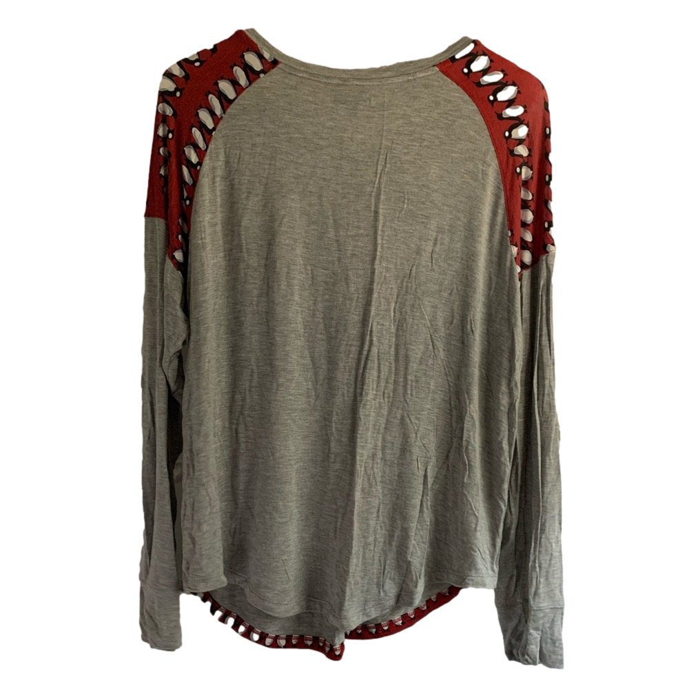 Vera Bradley Penguin Print Long Sleeve Top Gray Red Size Large - Picture 2 of 3